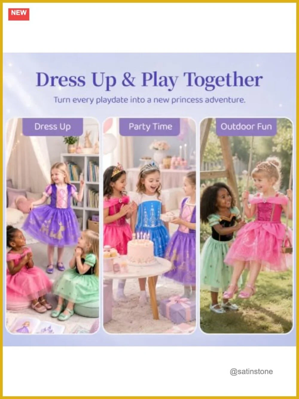 Princess Dress Up Trunk Set 16pcs Girls Costume Pretend Play 3-8Y